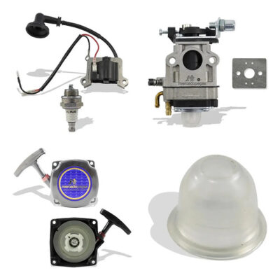 Kit bobina carburador tampa bulbo para roçadeira 43cc Branco Ferrari Garthen