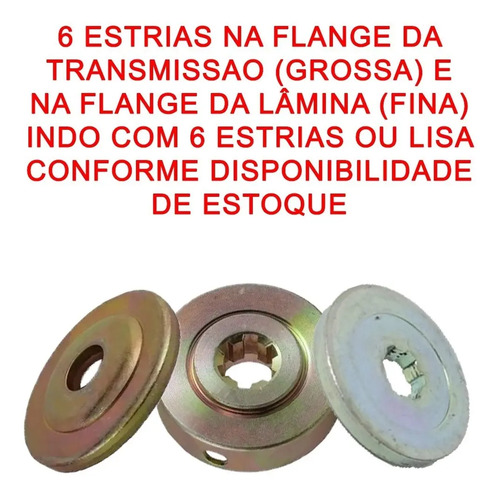 Kit arruela flange proteção para roçadeira Toyama 43 e 52cc 6 estrias - Imagem 3