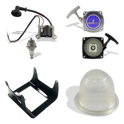 Kit bobina tampa acessório bulbo para roçadeira 43cc Branco, Ferrari, Garthen, Kawashima