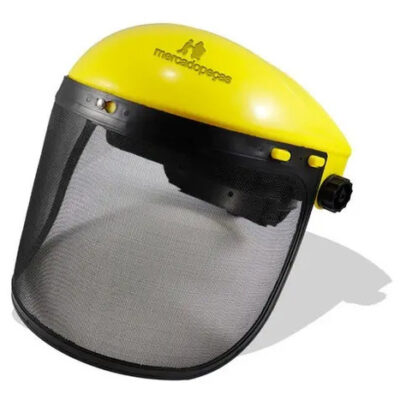 Máscara proteção facial em tela de aço para roçadeira amarelo
