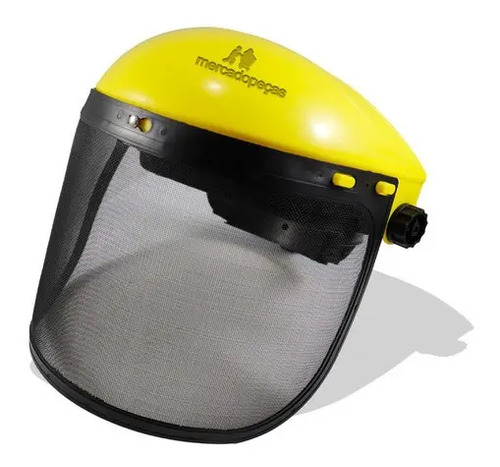 Máscara proteção facial em tela de aço para roçadeira amarelo