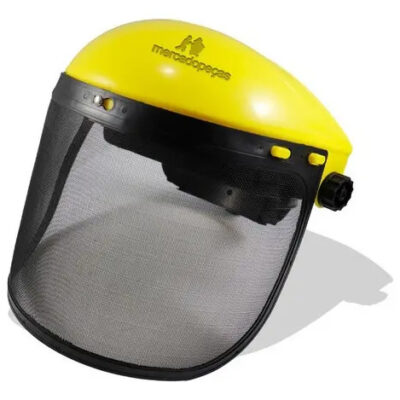 Máscara proteção facial em tela de aço para roçadeira amarelo