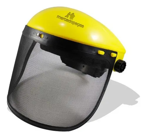 Máscara proteção facial em tela de aço para roçadeira amarelo