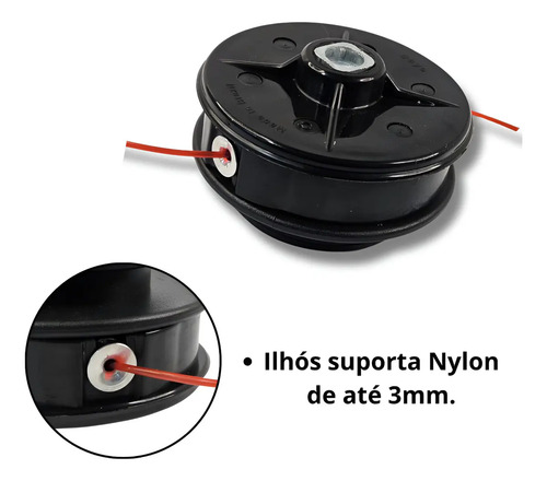 Carretel manual nylon para roçadeira Husqvarna 143, 132R, 142R, 143R, 235R, 236R, 241R, 343R - Imagem 3