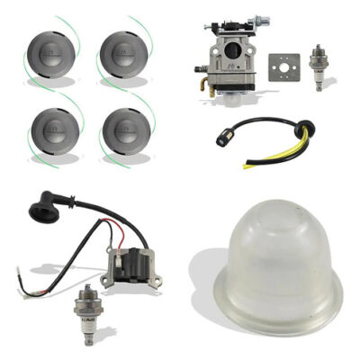 Kit 2x carretel carburador bobina bulbo roçadeira 43cc Stomp RS-43, Branco