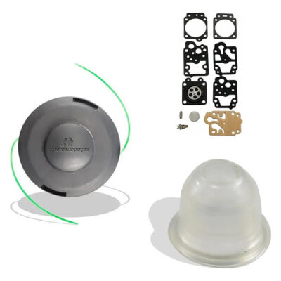 Kit carretel e reparo carburador com bulbo roçadeira Husqvarna 143R, 143R2, 143RII, 235, 235R, 236R, 132R, 142