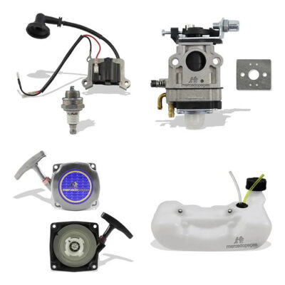 Kit bobina carburador tampa tanque para roçadeira 43cc Toyama Branco Ferrari