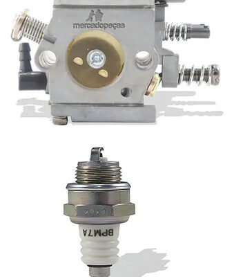 Kit carburador e vela para motosserra Stihl MS038, MS380 e MS381