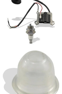 Kit bobina e bulbo para roçadeira 43cc Branco BR43A, Ferrari RG-43CC, Garthen