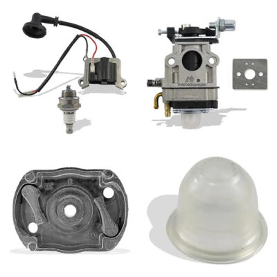 Kit bobina, carburador, partida e bulbo para roçadeira 43cc Intech, Branco, Ferrari, Garthen, Kawashima, Nagan